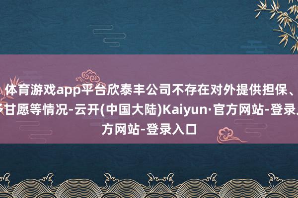 体育游戏app平台欣泰丰公司不存在对外提供担保、寄予甘愿等情况-云开(中国大陆)Kaiyun·官方网站-登录入口